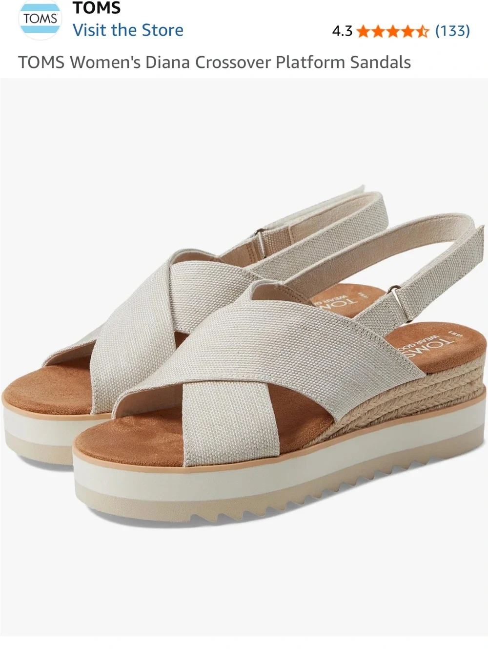 TOMS Women's Diana Crossover Platform Sandals — Natural Beige